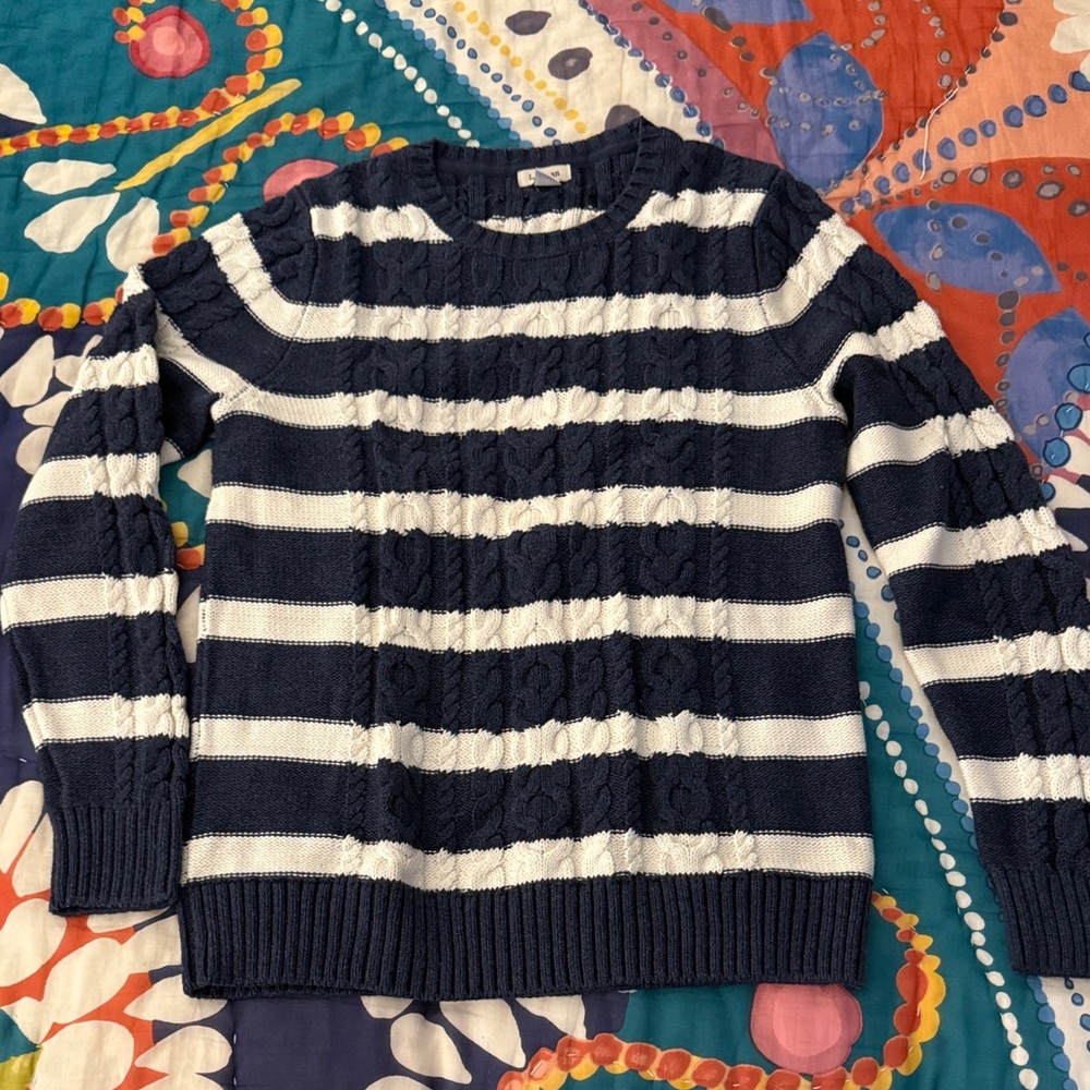 L.L. Bean Blue and White Knit Sweater